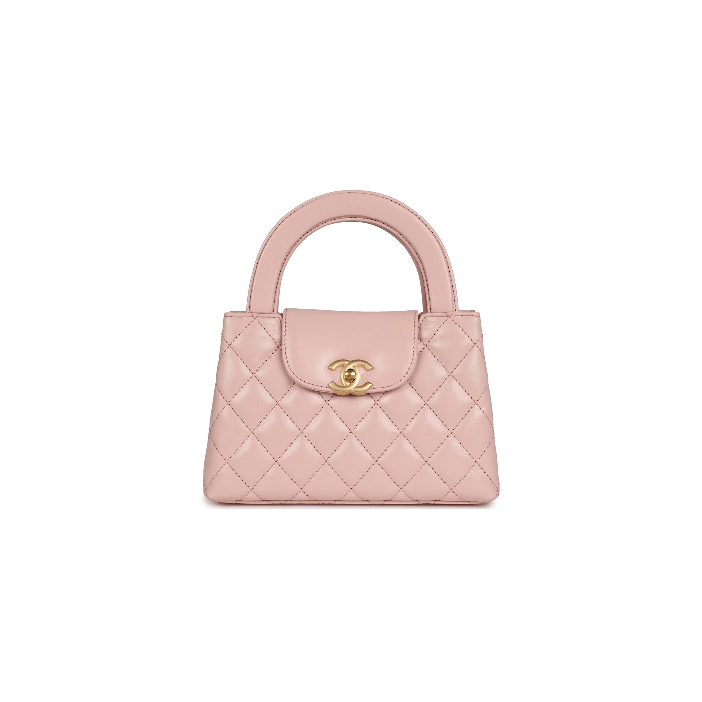 Ch*el master small kelly shopper calfskin light pink gold hardware as4416 (19*13*7cm)